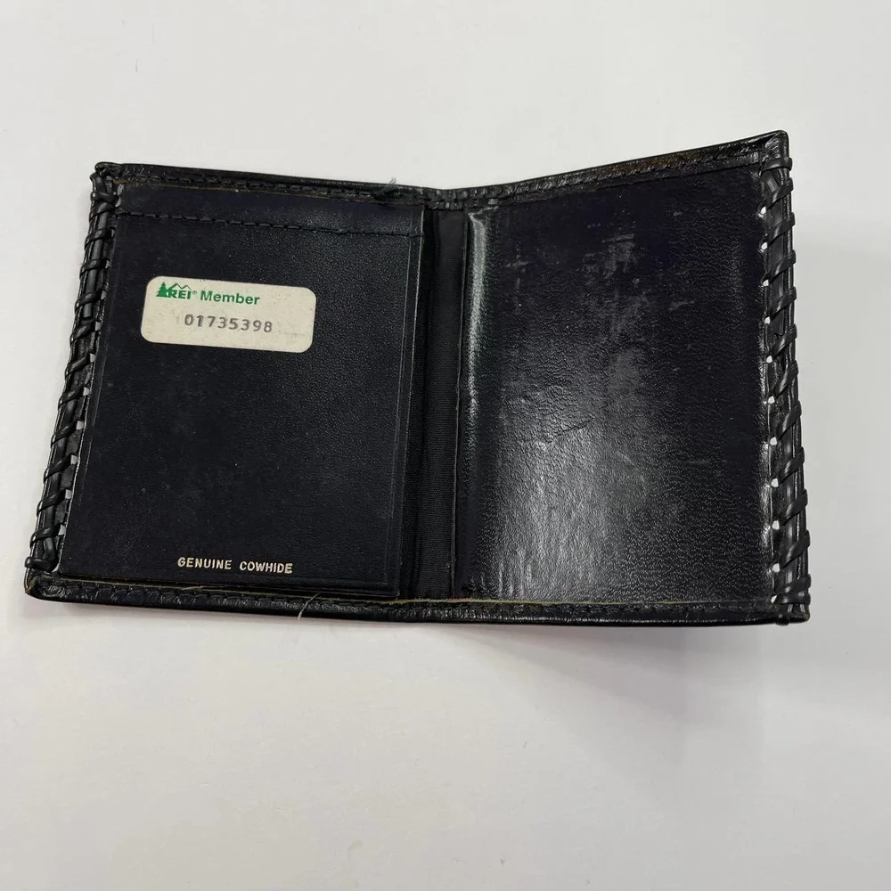 Vintage whipstitched leather wallet